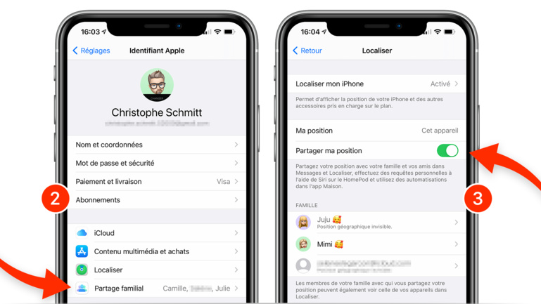 Astuce • Partagez votre position avec les membres du partage familial Astuce • Partagez votre position avec les membres du partage familial