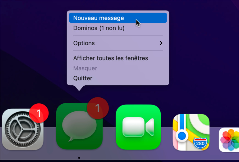 Astuce • Créez un nouveau message d'un clic depuis le dock