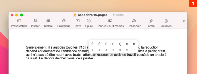 macOS • Insérer un caractère accentué sans le clavier physique macOS • Insérer un caractère accentué sans le clavier physique