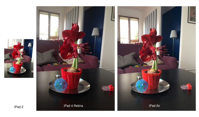 Notez qu’iOS 7 intègre le format photo carré sur les iPad, et donc l’iPad Air, mais n’autorise ni la rafale, ni le mode panorama, ni les filtres sur prise de vue (ils sont à ajouter ensuite). C’est quand même bien dommage. Notez qu’iOS 7 intègre le format photo carré sur les iPad, et donc l’iPad Air, mais n’autorise ni la rafale, ni le mode panorama, ni les filtres sur prise de vue (ils sont à ajouter ensuite). C’est quand même bien dommage.