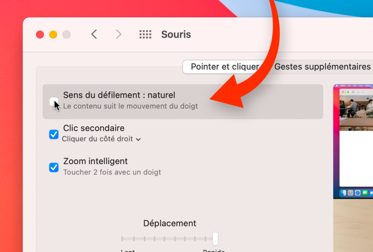 macOS • Changez le sens de défilement de la souris pour consulter du contenu