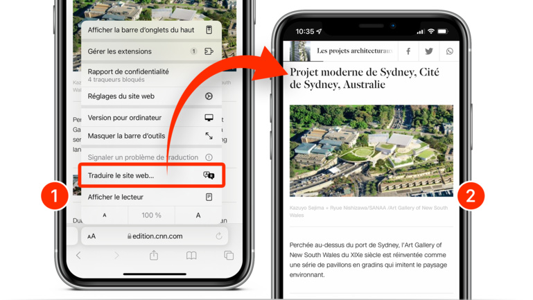 iOS • Traduisez à la volée un site web complet en français