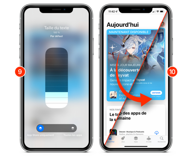 iOS • Changez la taille du texte de l'interface dans une seule application
