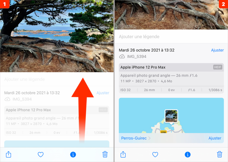 iOS • Obtenez plus d'informations à propos de vos photos