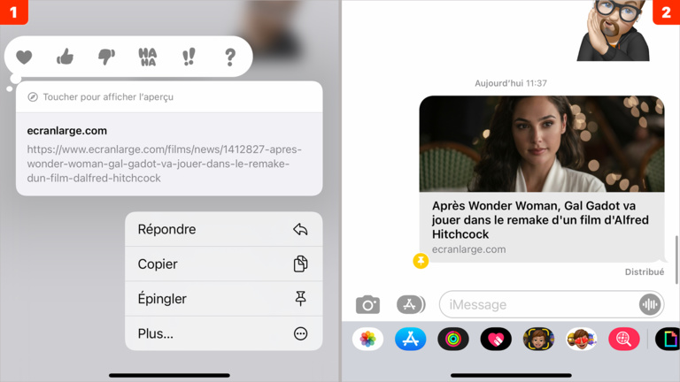 iOS • Marquez les contenus intéressants reçus par message