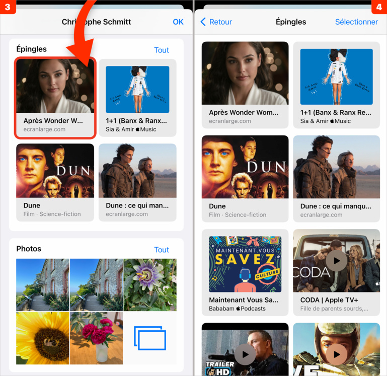 iOS • Marquez les contenus intéressants reçus par message