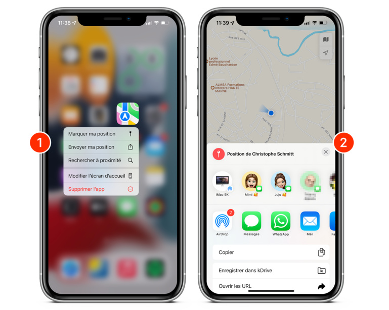 iOS • Partagez rapidement votre position avec un ami