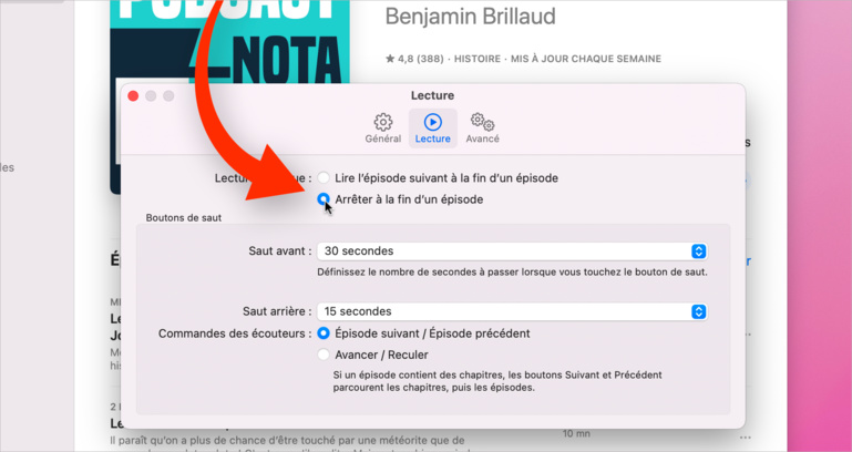 macOS • Arrêtez automatiquement la lecture d'un podcast à la fin de l'émission