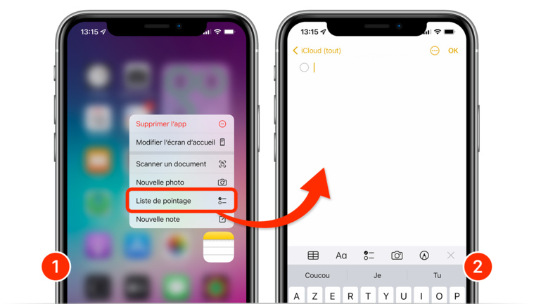 iOS • Créez une nouvelle note avec une liste de pointage en un éclair !