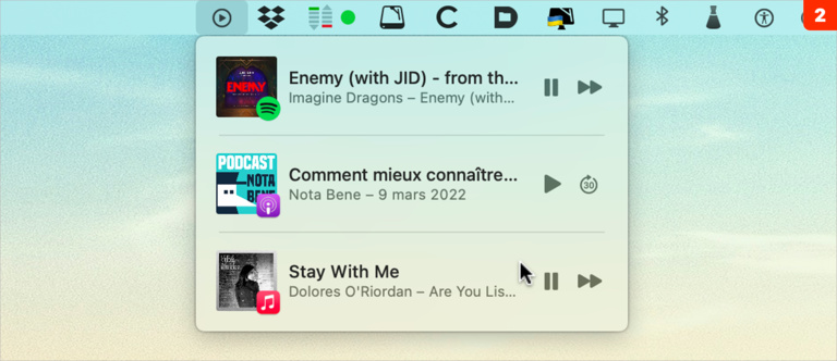macOS • Contrôlez toute votre musique depuis la barre des menus