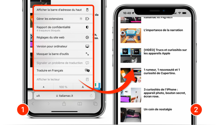 iOS 15 • Traduisez rapidement les pages web italiennes en français