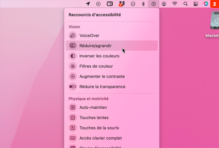macOS • Affichez les options d'accessibilité d'un clic !