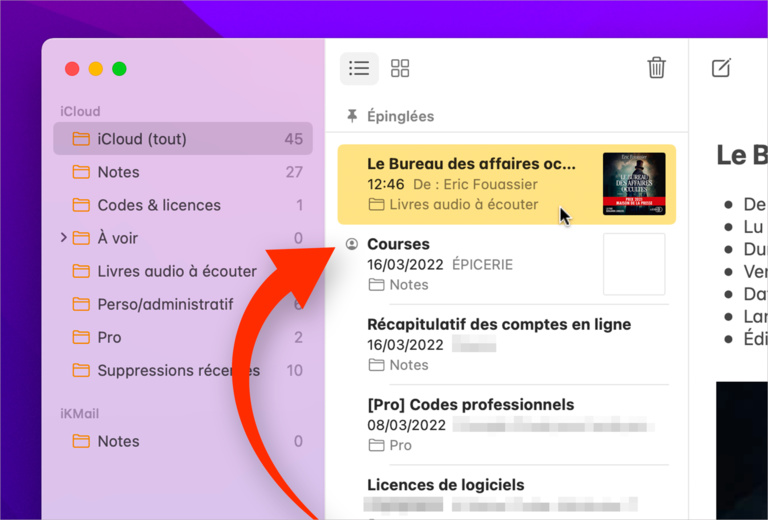 macOS • Épinglez vos notes pour les mettre en avant macOS • Épinglez vos notes pour les mettre en avant