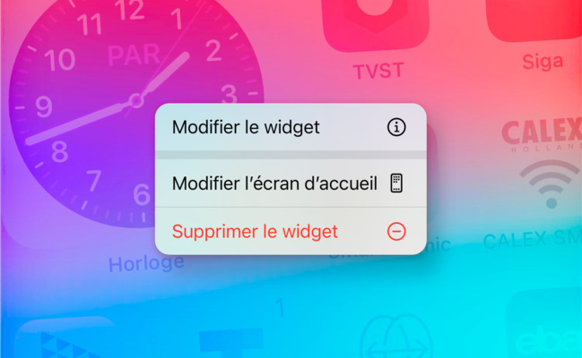 iOS • Personnaliser les réglages d'un widget modifiable