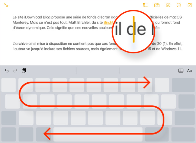 iOS • Déplacez précisément le curseur lors de la saisie d'un texte