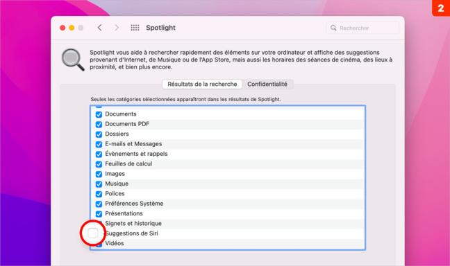 Spotlight • Choisissez les types de fichier pour limiter l’indexation Spotlight • Choisissez les types de fichier pour limiter l’indexation