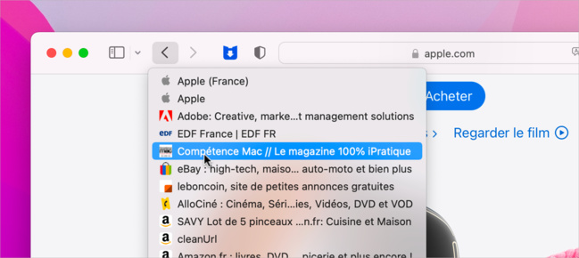 Safari • Revenez rapidement en arrière dans votre navigation