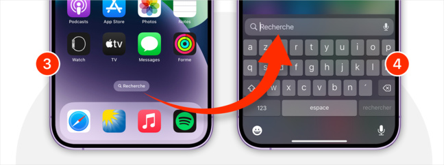 iOS 16 • Accédez plus rapidement à la recherche Spotlight