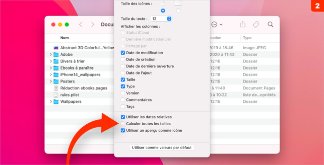 macOS • Afficher la taille des dossiers dans les fenêtres du Finder