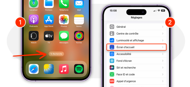 iOS 16 • Comment masquer la recherche sur l'écran d'accueil ?