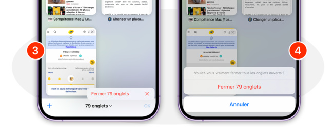 iOS • Fermez en une fois tous les onglets ouverts dans Safari