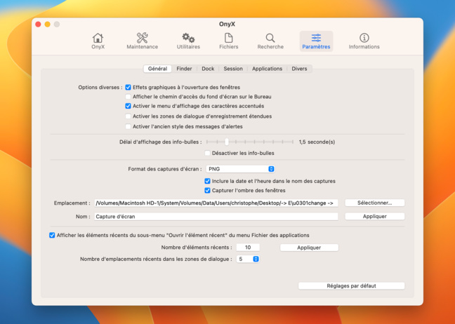 Mise à jour • Onyx est compatible avec macOS Ventura Mise à jour • Onyx est compatible avec macOS Ventura