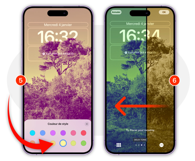 iOS • Appliquez un style de couleur aux photos de l’écran verrouillé