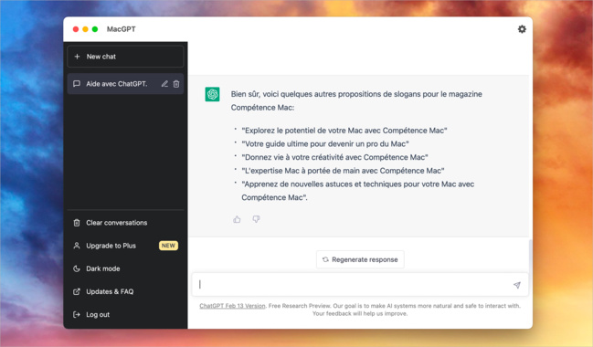 AI • Conversez avec une intelligence artificielle depuis votre Mac