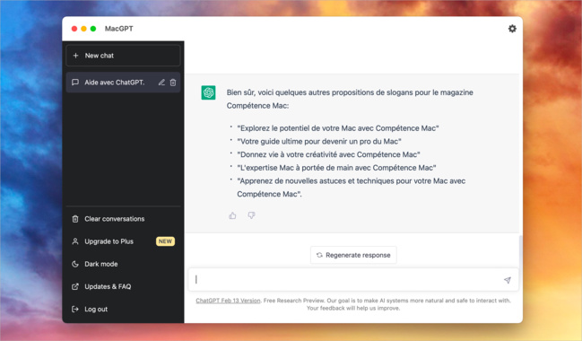 AI • Conversez avec une intelligence artificielle depuis votre Mac AI • Conversez avec une intelligence artificielle depuis votre Mac