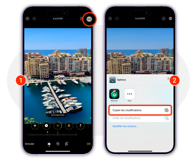 iOS • Appliquez un filtre ou des réglages à plusieurs photos en une seule fois