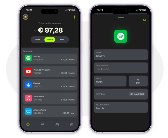 iOS • Réunissez tous vos abonnements au même endroit pour être informé des échéances iOS • Réunissez tous vos abonnements au même endroit pour être informé des échéances