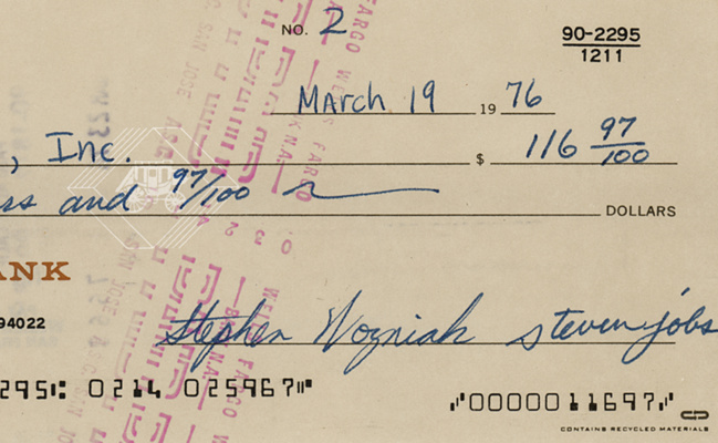 Insolite • Un chèque d’Apple, signé par Steve Jobs et Steve Wozniak à vendre aux enchères Insolite • Un chèque d’Apple, signé par Steve Jobs et Steve Wozniak à vendre aux enchères