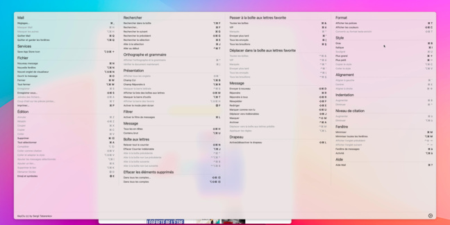 macOS • Retrouvez tous les raccourcis clavier d’une application à portée de clic macOS • Retrouvez tous les raccourcis clavier d’une application à portée de clic
