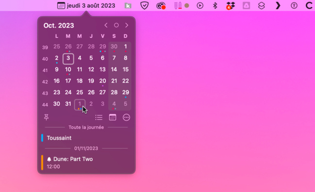 macOS • Vos rendez-vous et rappels d’un clic depuis la barre des menus