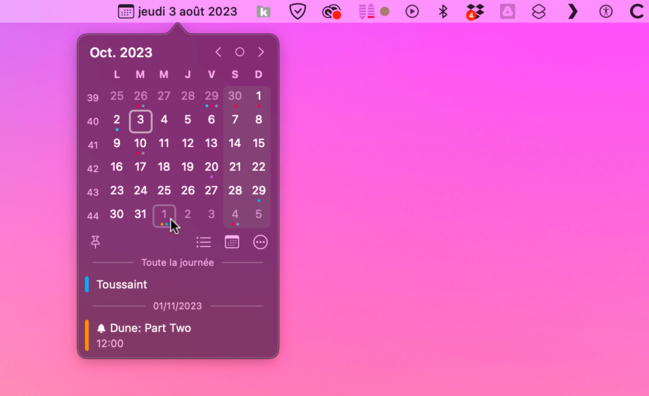 macOS • Vos rendez-vous et rappels d’un clic depuis la barre des menus macOS • Vos rendez-vous et rappels d’un clic depuis la barre des menus