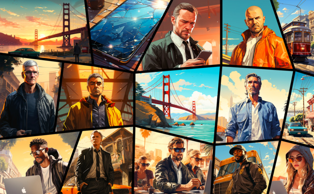 Fonds d’écran • Le personnel dirigeant d’Apple dans le style de GTA Fonds d’écran • Le personnel dirigeant d’Apple dans le style de GTA