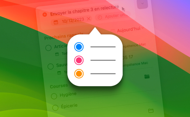 macOS • Retrouvez tous vos rappels directement dans la barre des menus macOS • Retrouvez tous vos rappels directement dans la barre des menus