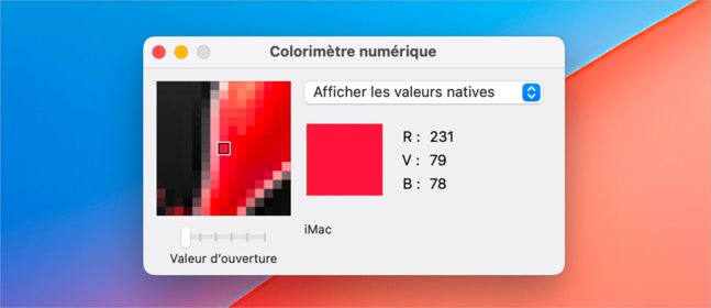 macOS • Déterminez rapidement la valeur chromatique d’un couleur à l’écran macOS • Déterminez rapidement la valeur chromatique d’un couleur à l’écran