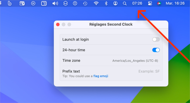 Mac • Une application pour afficher une seconde horloge dans la barre des menus Mac • Une application pour afficher une seconde horloge dans la barre des menus