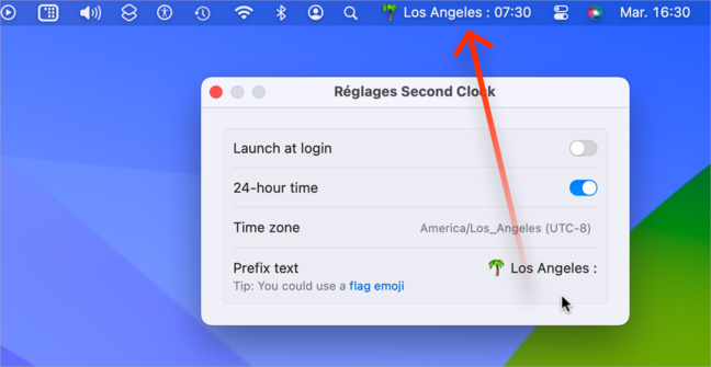 Mac • Une application pour afficher une seconde horloge dans la barre des menus