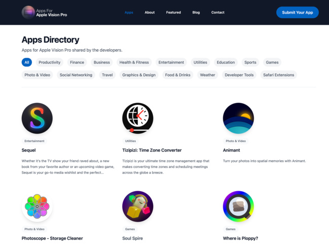 Apps • Découvrez les applications disponibles pour l’Apple Vision Pro grâce à ce site Apps • Découvrez les applications disponibles pour l’Apple Vision Pro grâce à ce site