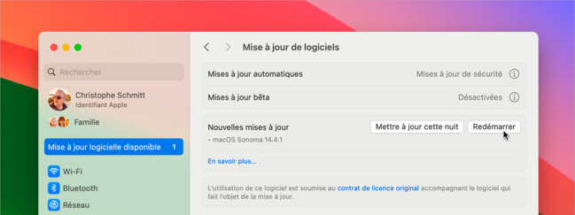 Mise à jour • macOS est mis à niveau en version 14.4.1 Mise à jour • macOS est mis à niveau en version 14.4.1