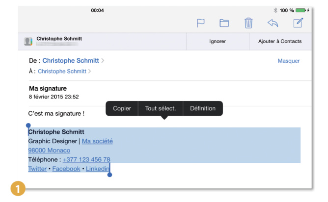 Astuce iPhone iPad • Mail : créer une signature cliquable depuis son iDevice