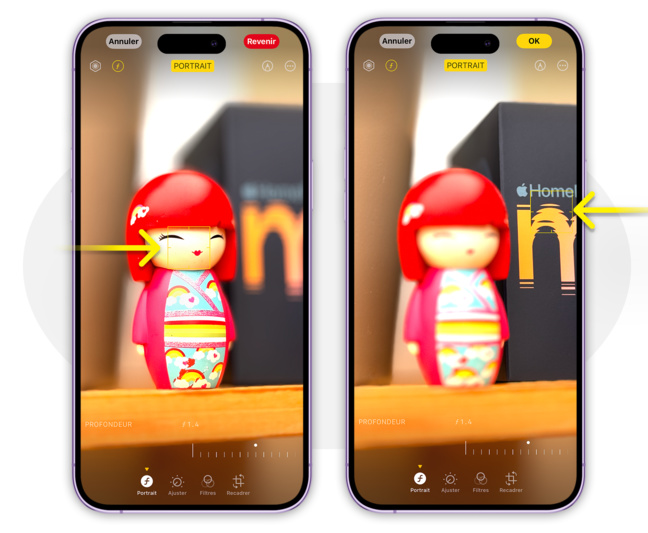 iOS • Modifiez le sujet principal d’une photographie en mode portrait