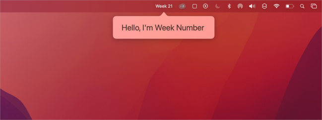 macOS • Le numéro de semaine toujours sous les yeux dans la barre des menus macOS • Le numéro de semaine toujours sous les yeux dans la barre des menus