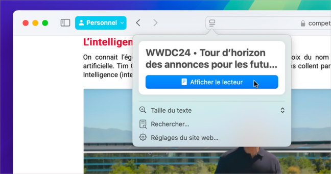 Safari • Focus sur le nouveau mode lecteur de macOS Sequoia et iOS 18 Safari • Focus sur le nouveau mode lecteur de macOS Sequoia et iOS 18