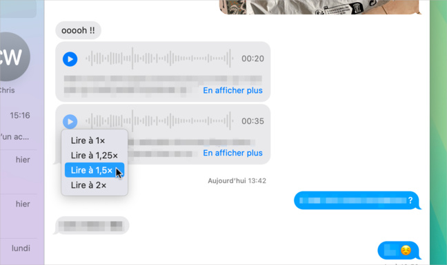 Messages • Changez la vitesse de lecture des messages audio sur iPhone ou sur Mac Messages • Changez la vitesse de lecture des messages audio sur iPhone ou sur Mac