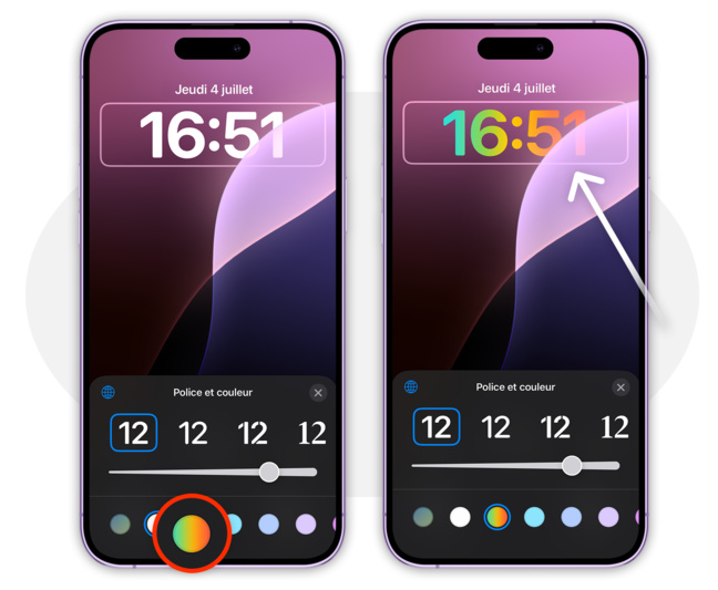 iOS 18 • Affichez l’heure en dégradé arc-en-ciel sur l’écran verrouillé iOS 18 • Affichez l’heure en dégradé arc-en-ciel sur l’écran verrouillé