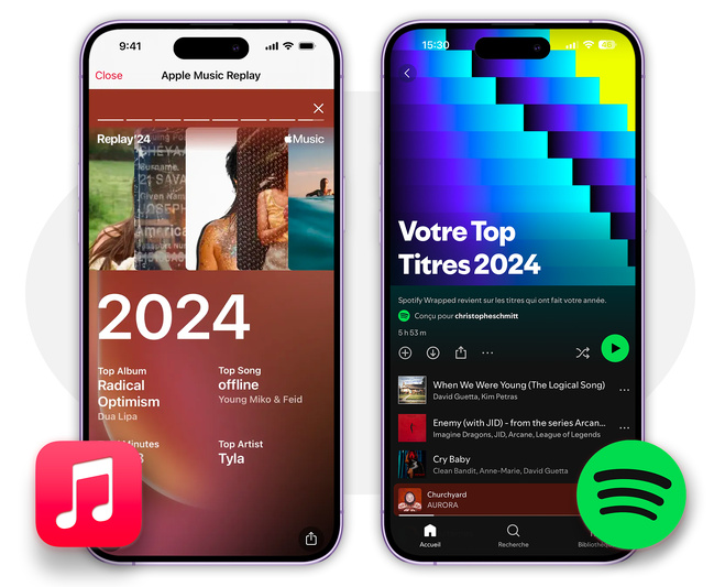 Musique • Spotify et Apple Music font votre bilan musical pour 2024 Musique • Spotify et Apple Music font votre bilan musical pour 2024