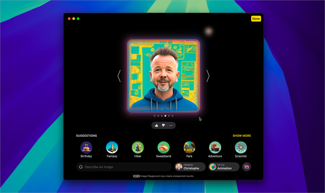 Apple Intelligence • Aperçu de l’application Image Playground à partir de macOS 15.3 beta Apple Intelligence • Aperçu de l’application Image Playground à partir de macOS 15.3 beta